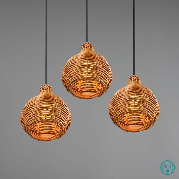 Φωτιστικό Κρεμαστό Vintage Industrial RL Lighting Sprout R31293336 Φυσικό Rattan