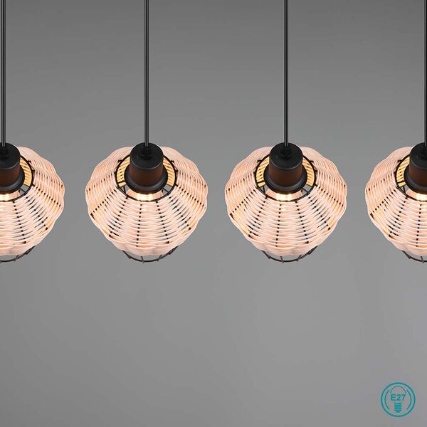 Φωτιστικό Ράγα Κρεμαστή Vintage Industrial RL Lighting Borka R31264036 Φυσικό Rattan