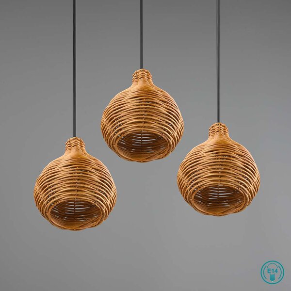 Φωτιστικό Κρεμαστό Vintage Industrial RL Lighting Sprout R31293336 Φυσικό Rattan