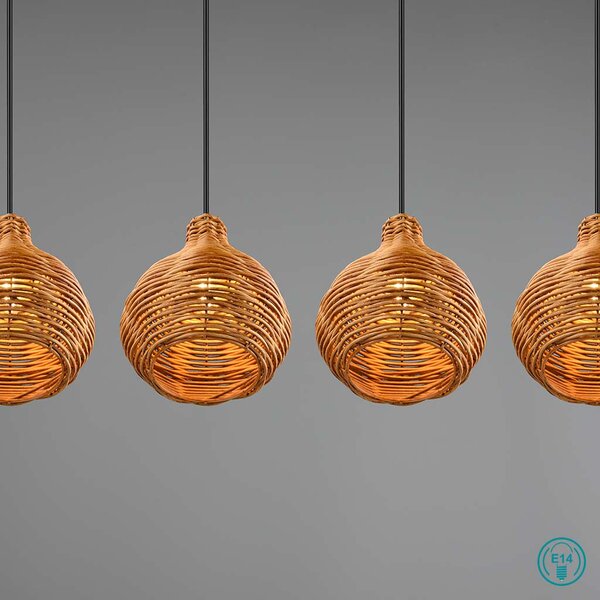 Φωτιστικό Ράγα Κρεμαστή Vintage Industrial RL Lighting Sprout R31294036 Φυσικό Rattan