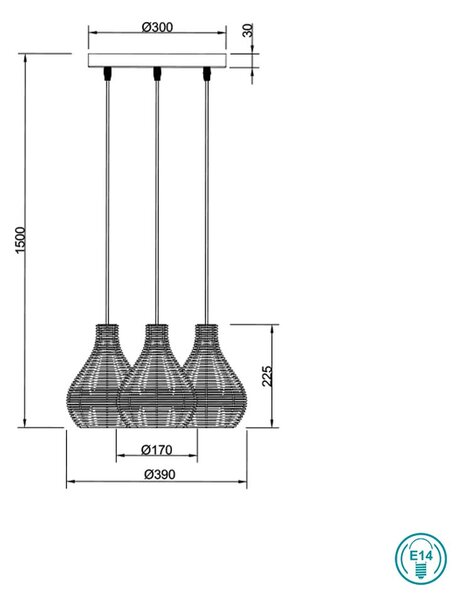 Φωτιστικό Κρεμαστό Vintage Industrial RL Lighting Sprout R31293336 Φυσικό Rattan