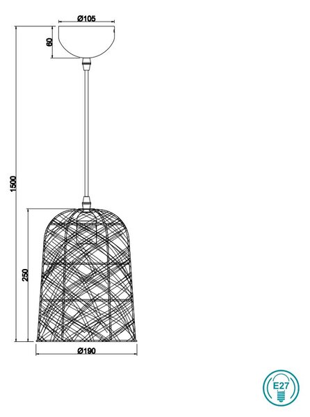 Φωτιστικό Κρεμαστό Vintage Industrial RL Lighting Lovis R31141036 Φυσικό Rattan