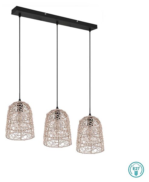 Φωτιστικό Ράγα Κρεμαστή Vintage Industrial RL Lighting Lovis R31143036 Φυσικό Rattan