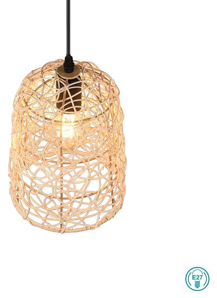 Φωτιστικό Κρεμαστό Vintage Industrial RL Lighting Lovis R31141036 Φυσικό Rattan