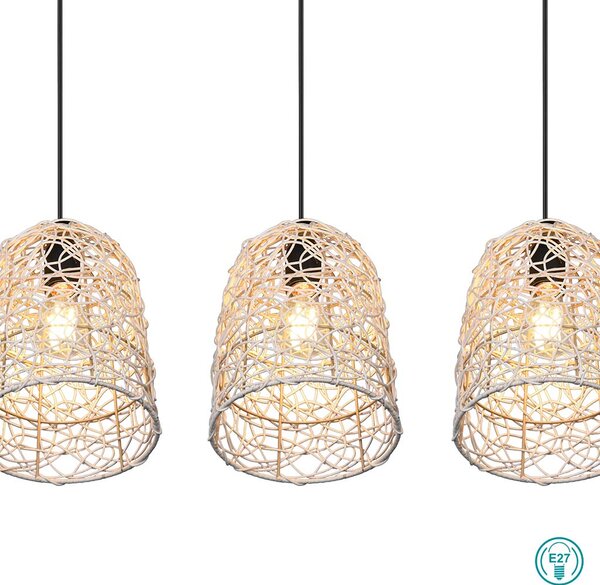 Φωτιστικό Ράγα Κρεμαστή Vintage Industrial RL Lighting Lovis R31143036 Φυσικό Rattan