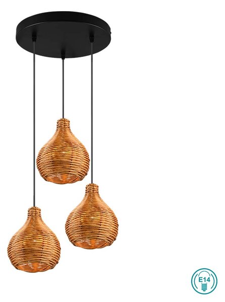 Φωτιστικό Κρεμαστό Vintage Industrial RL Lighting Sprout R31293336 Φυσικό Rattan