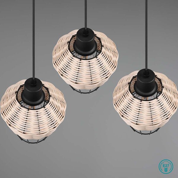 Φωτιστικό Κρεμαστό Vintage Industrial RL Lighting Borka R31263336 Φυσικό Rattan