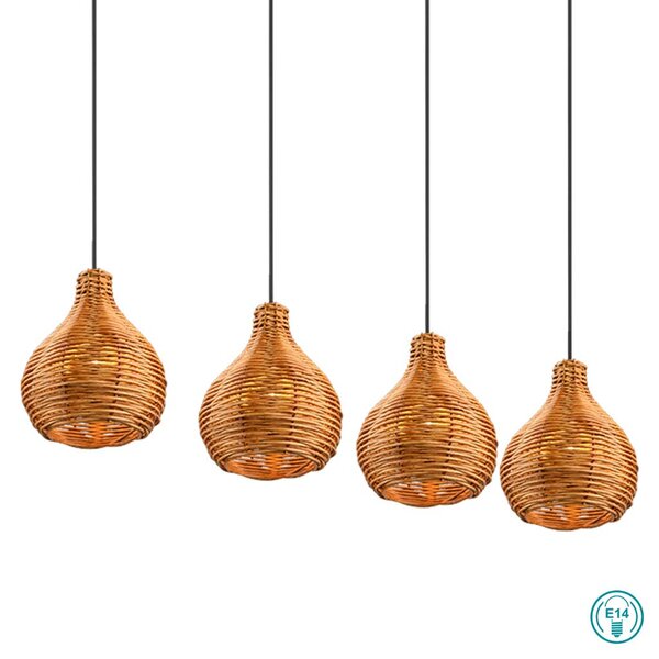 Φωτιστικό Ράγα Κρεμαστή Vintage Industrial RL Lighting Sprout R31294036 Φυσικό Rattan