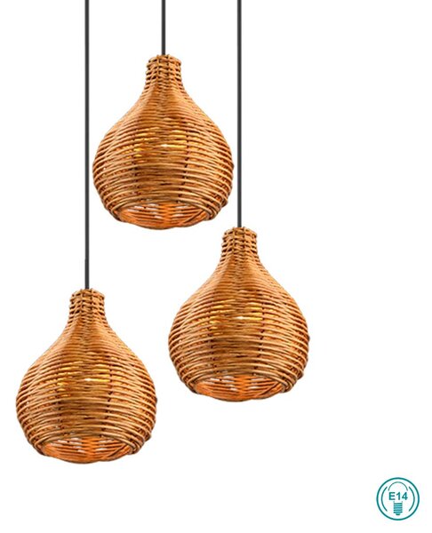 Φωτιστικό Κρεμαστό Vintage Industrial RL Lighting Sprout R31293336 Φυσικό Rattan