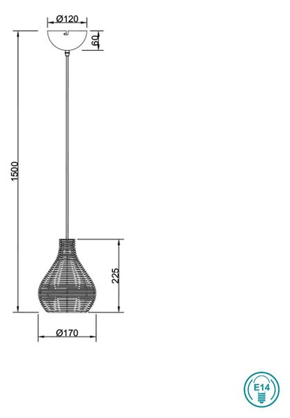 Φωτιστικό Κρεμαστό Vintage Industrial RL Lighting Sprout R31291036 Φυσικό Rattan