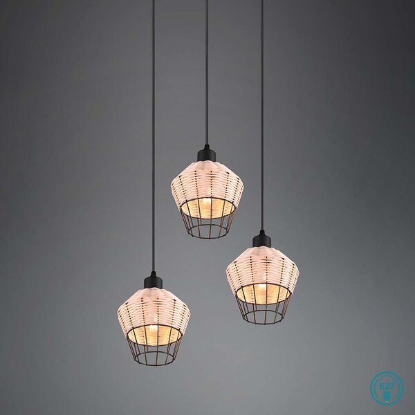 Φωτιστικό Κρεμαστό Vintage Industrial RL Lighting Borka R31263336 Φυσικό Rattan