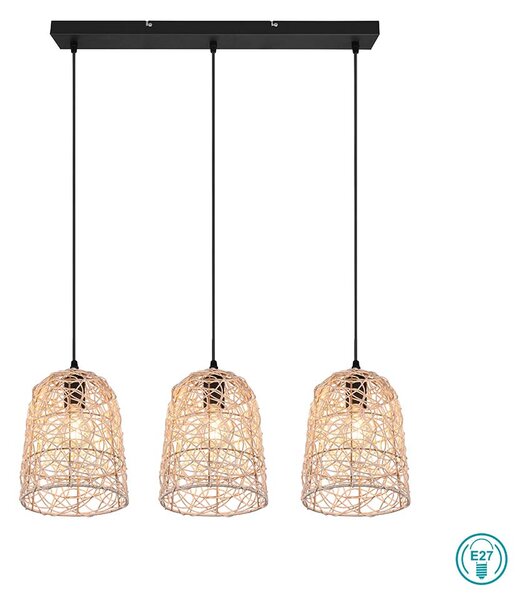 Φωτιστικό Ράγα Κρεμαστή Vintage Industrial RL Lighting Lovis R31143036 Φυσικό Rattan