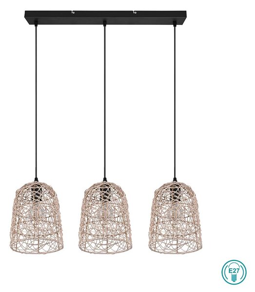 Φωτιστικό Ράγα Κρεμαστή Vintage Industrial RL Lighting Lovis R31143036 Φυσικό Rattan