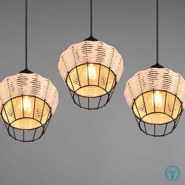 Φωτιστικό Κρεμαστό Vintage Industrial RL Lighting Borka R31263336 Φυσικό Rattan