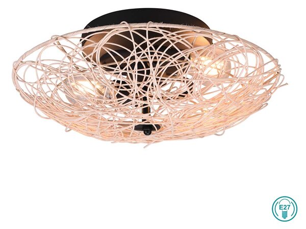 Πλαφονιέρα Vintage Industrial RL Lighting Lovis R61142036 Φυσικό Rattan