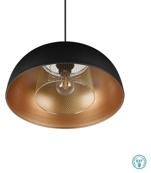 Φωτιστικό Κρεμαστό RL Lighting Punch R30811932 Μαύρο Ματ - Χρυσό