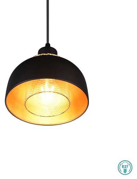 Φωτιστικό Κρεμαστό RL Lighting Punch R30811032 Μαύρο Ματ - Χρυσό