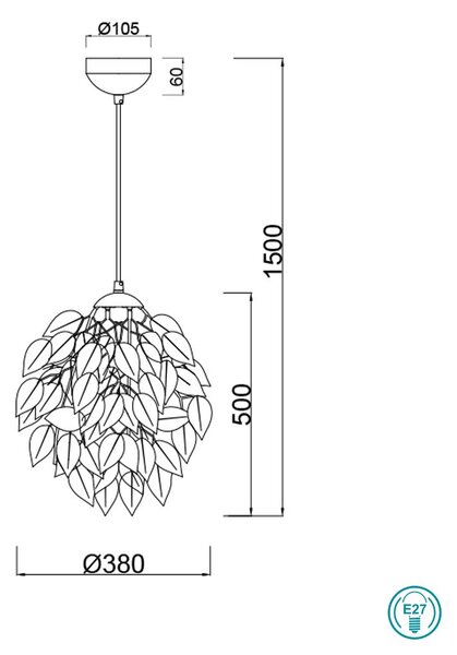 Φωτιστικό Κρεμαστό RL Lighting Leavy R10461932 Μαύρο-Χρυσό