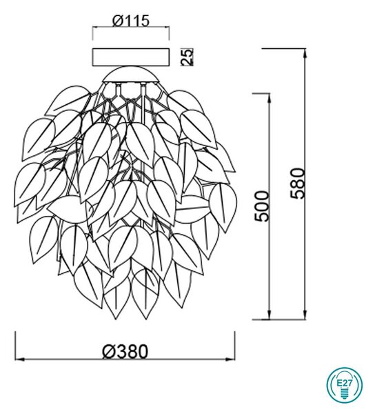 Φωτιστικό Οροφής RL Lighting Leavy R60461032 Μαύρο-Χρυσό