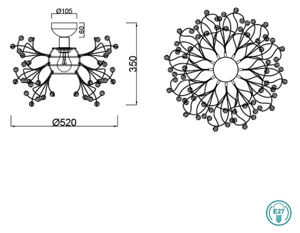 Φωτιστικό Οροφής RL Lighting Gloria R61311003 Οξυντέ