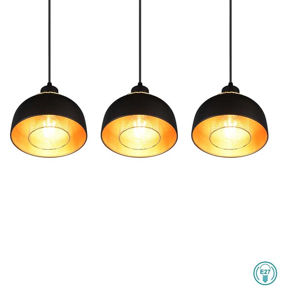 Φωτιστικό Κρεμαστό RL Lighting Punch R30813032 Μαύρο Ματ - Χρυσό