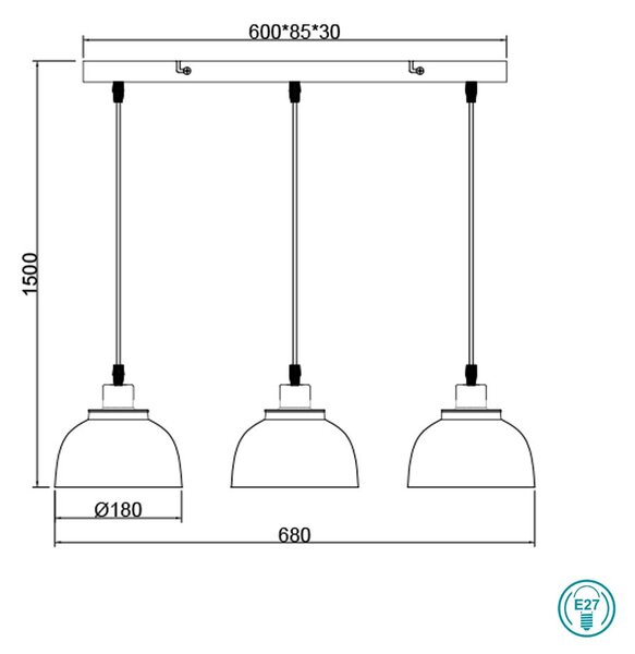 Φωτιστικό Κρεμαστό RL Lighting Punch R30813032 Μαύρο Ματ - Χρυσό