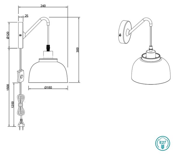 Απλίκα RL Lighting Punch R20811732 Μαύρο Ματ - Χρυσό