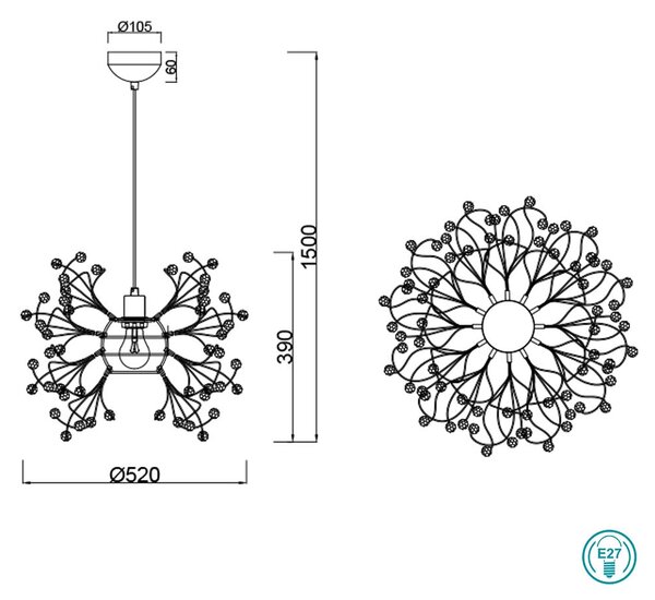 Φωτιστικό Κρεμαστό RL Lighting Gloria R31311006 Χρώμιο