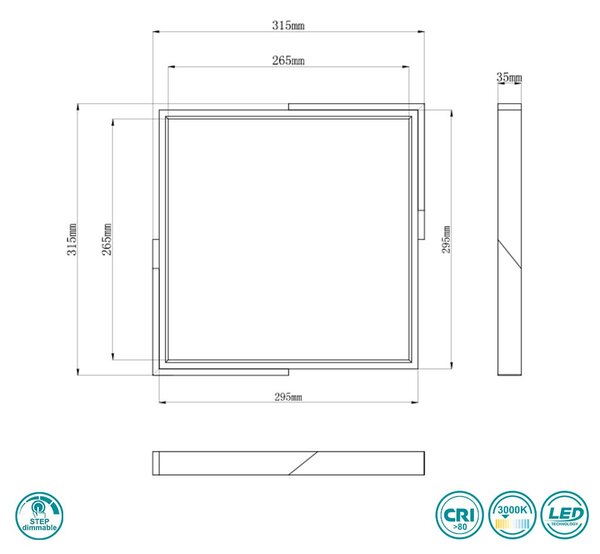 Φωτιστικό Οροφής RL Lighting Meta R67191132 Μαύρο Ματ