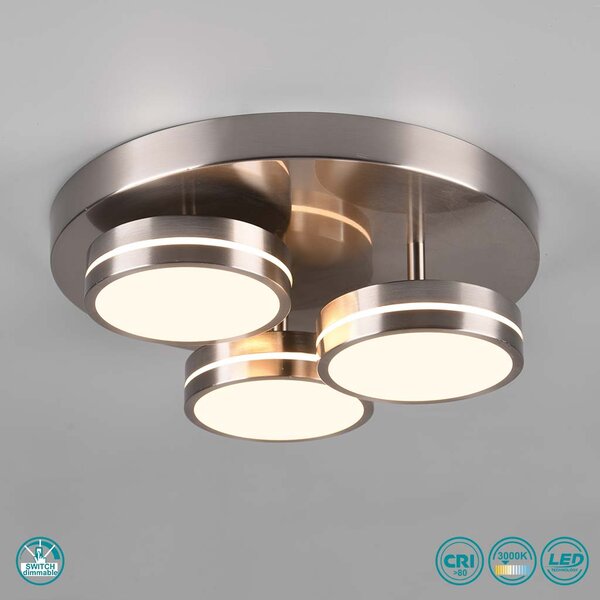 Φωτιστικό Οροφής Trio Lighting Franklin 626510307 Νίκελ Ματ