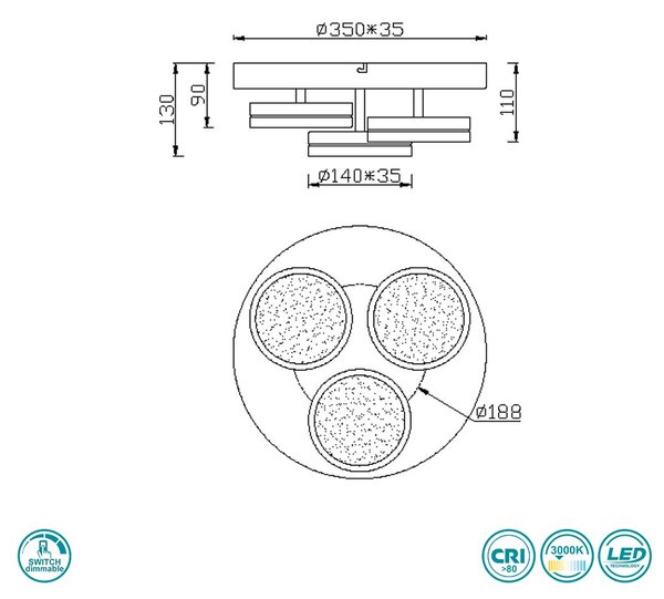 Φωτιστικό Οροφής Trio Lighting Franklin 626510304 Οξυντέ