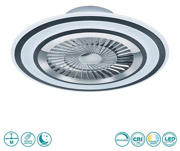 Ανεμιστήρας Οροφής RL Lighting Flaga R62743132 Χρώμιο-Μαύρος Ματ με Φως