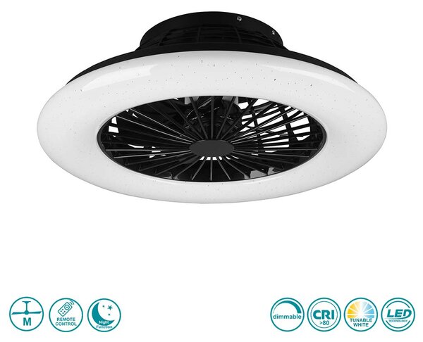 Ανεμιστήρας Οροφής RL Lighting Stralsund R62522132 Μαύρο Ματ με Φως