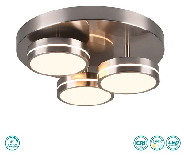 Φωτιστικό Οροφής Trio Lighting Franklin 626510307 Νίκελ Ματ