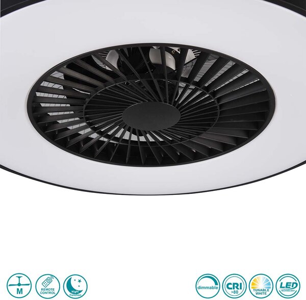 Ανεμιστήρας Οροφής RL Lighting Halmstad R62672132 Μαύρο Ματ με Φως