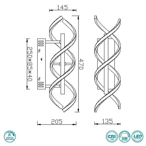 Απλίκα Trio Lighting Sequence 241810208 Χρυσό Ματ-Μαύρο Ματ