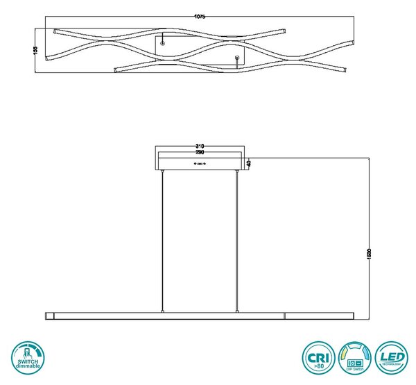 Φωτιστικό Κρεμαστό Trio Lighting Blaze 341210308 Χρυσό Ματ-Μαύρο Ματ