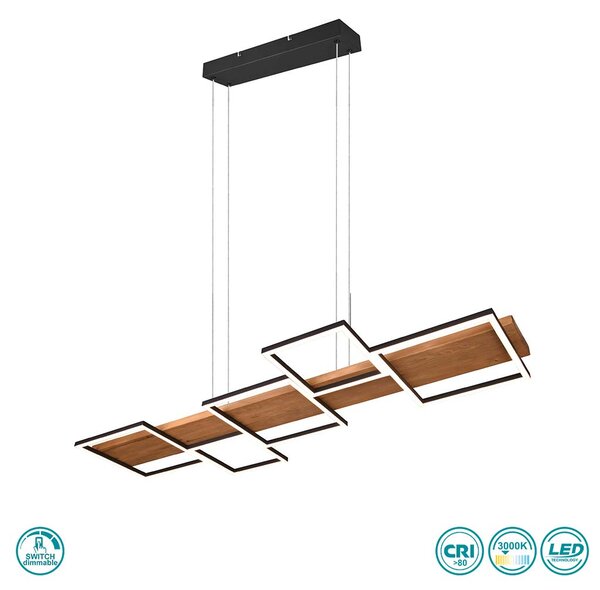 Φωτιστικό Κρεμαστό Trio Lighting Harper 322910532 Μαύρο Ματ - Ξύλο