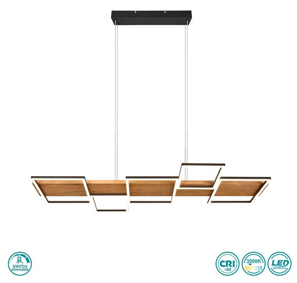 Φωτιστικό Κρεμαστό Trio Lighting Harper 322910532 Μαύρο Ματ - Ξύλο