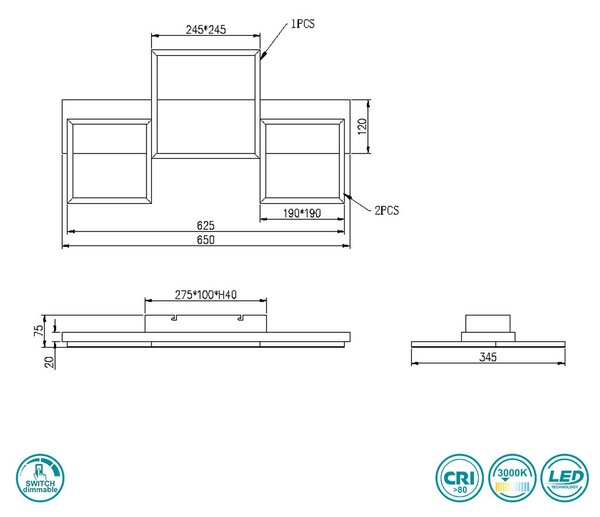 Φωτιστικό Οροφής Trio Lighting Harper 622910332 Μαύρο Ματ - Ξύλο