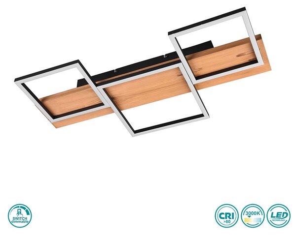 Φωτιστικό Οροφής Trio Lighting Harper 622910332 Μαύρο Ματ - Ξύλο