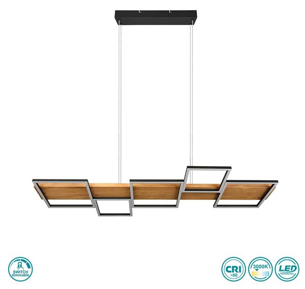 Φωτιστικό Κρεμαστό Trio Lighting Harper 322910532 Μαύρο Ματ - Ξύλο