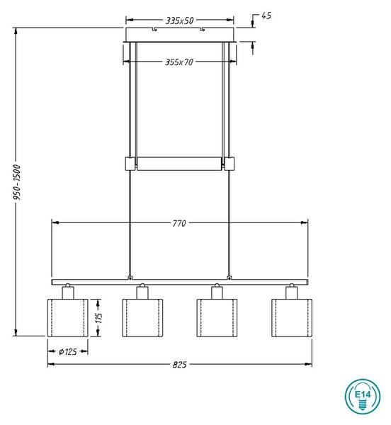 Φωτιστικό Κρεμαστό Trio Lighting Burton 311400432 Μαύρο - Λευκό