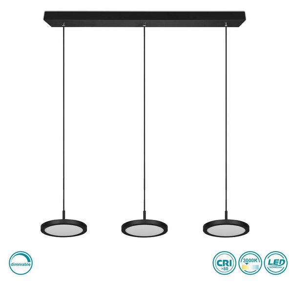 Φωτιστικό Κρεμαστό Trio Lighting Tray 340910332 Μαύρο Ματ (3000K)