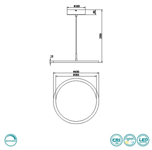 Φωτιστικό Κρεμαστό Trio Lighting Tray 340910132 Μαύρο Ματ (3000K)