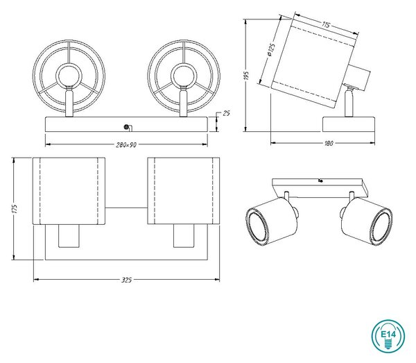 Σποτ Trio Lighting Burton 811400232 Μαύρο - Λευκό