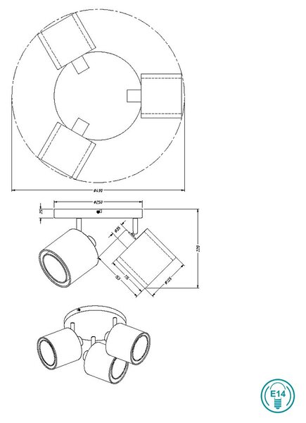 Σποτ Trio Lighting Burton 811430332 Μαύρο - Λευκό