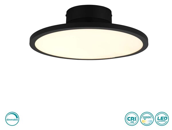 Φωτιστικό Οροφής Trio Lighting Tray 640910132 Μαύρο Ματ (3000K)