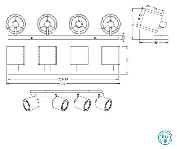 Σποτ Trio Lighting Burton 811400432 Μαύρο - Λευκό