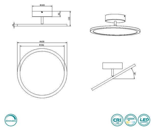 Φωτιστικό Οροφής Trio Lighting Tray 640910132 Μαύρο Ματ (3000K)